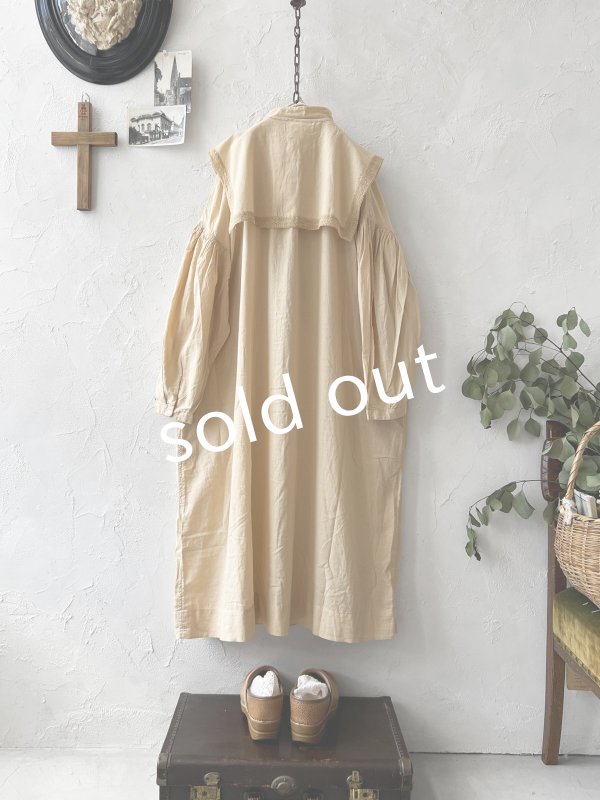 画像9: SO／ティペット付きギャザーワンピース・アプリコットベージュ (9)