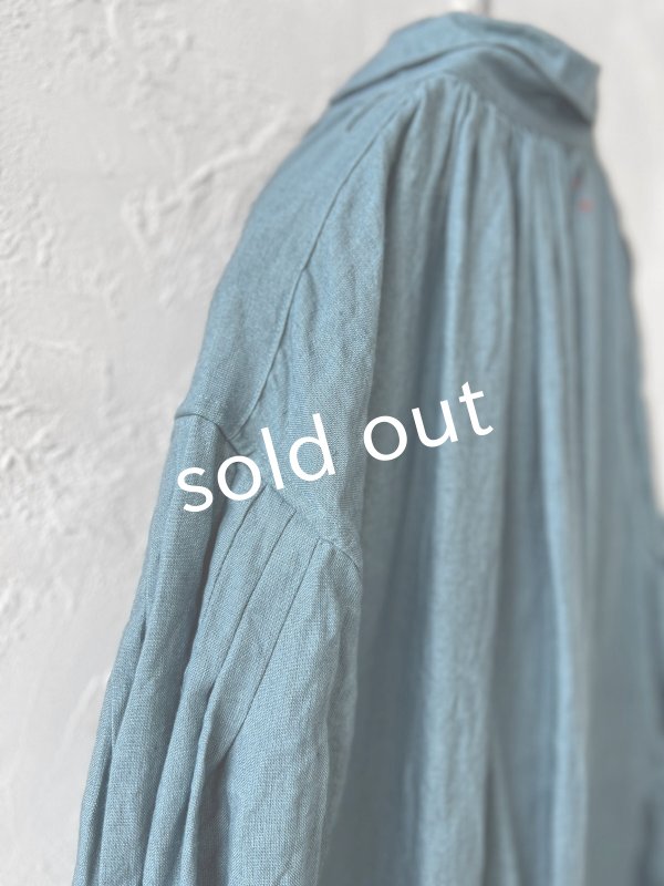 画像9: HALLELUJAH/1890's Bourgeron 羊飼いシャツワンピース・turquoise (9)