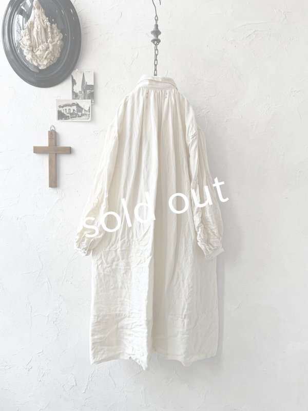 画像10: HALLELUJAH／1890's Bourgeron 羊飼いシャツワンピース・off-white (10)