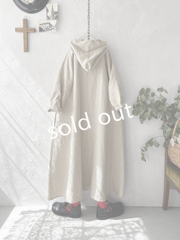 画像10: MARCHE' DE SOEUR／Ａラインフードワンピース・生成り (10)