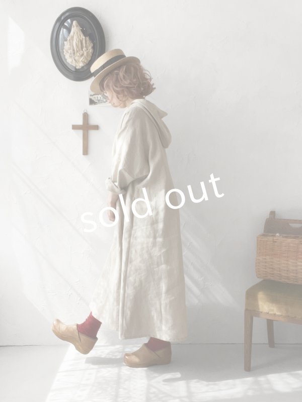 画像15: MARCHE' DE SOEUR／Ａラインフードワンピース・生成り (15)