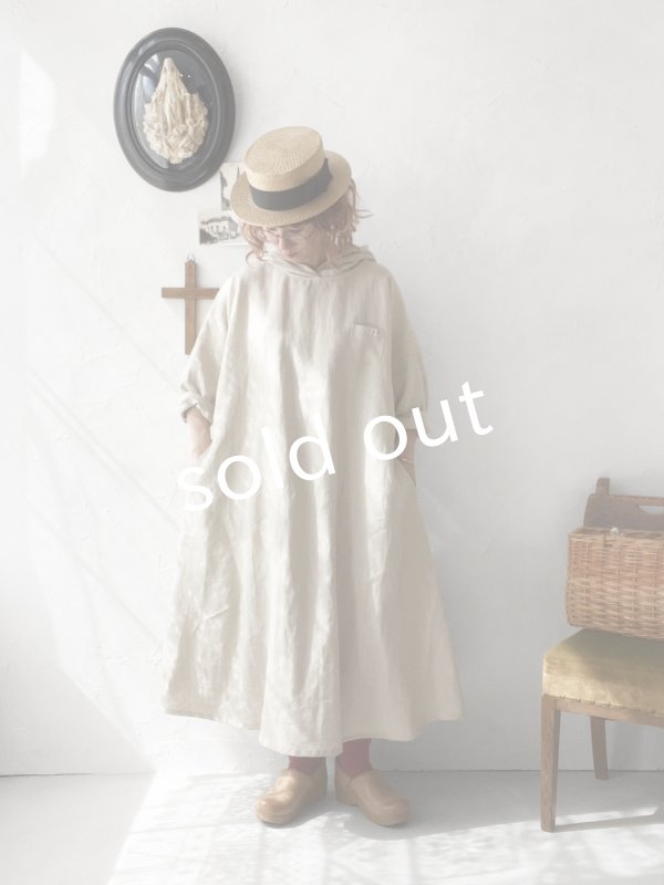 画像13: MARCHE' DE SOEUR／Ａラインフードワンピース・生成り (13)