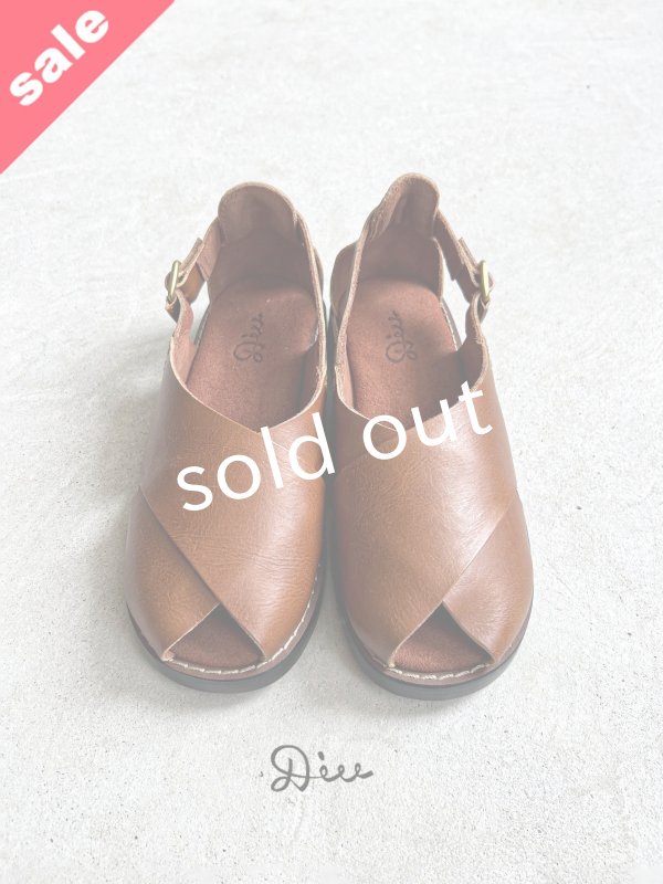 画像1: 【30%OFF SALE】Diu／本革ロリエサンダル・ブラウン【Ｌ】 (1)