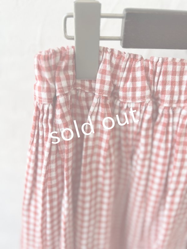 画像2: Avenue／ギャザースカート・赤ギンガム (2)