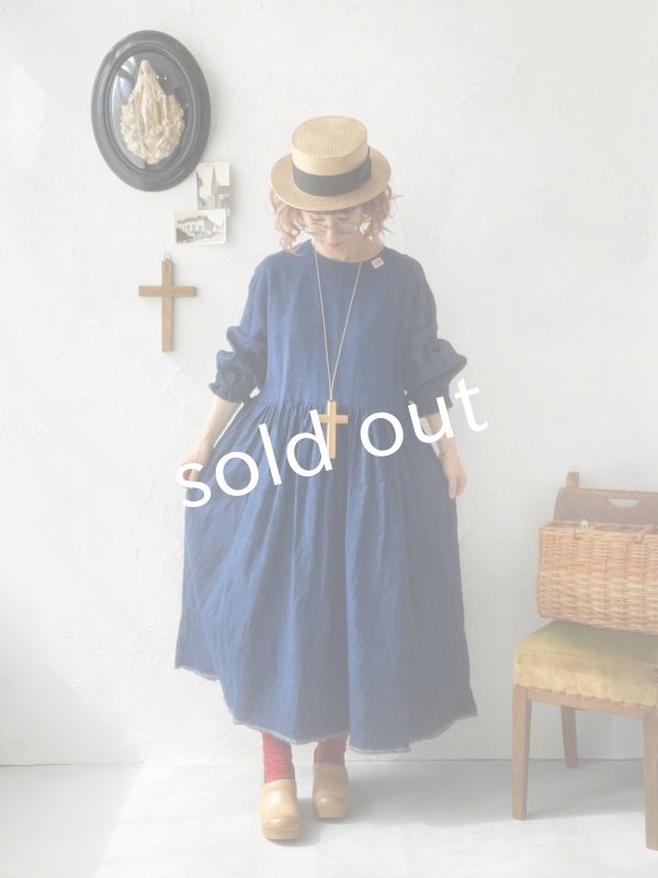画像13: MARCHE' DE SOEUR／ギャザーワンピース・インディゴ染め (13)
