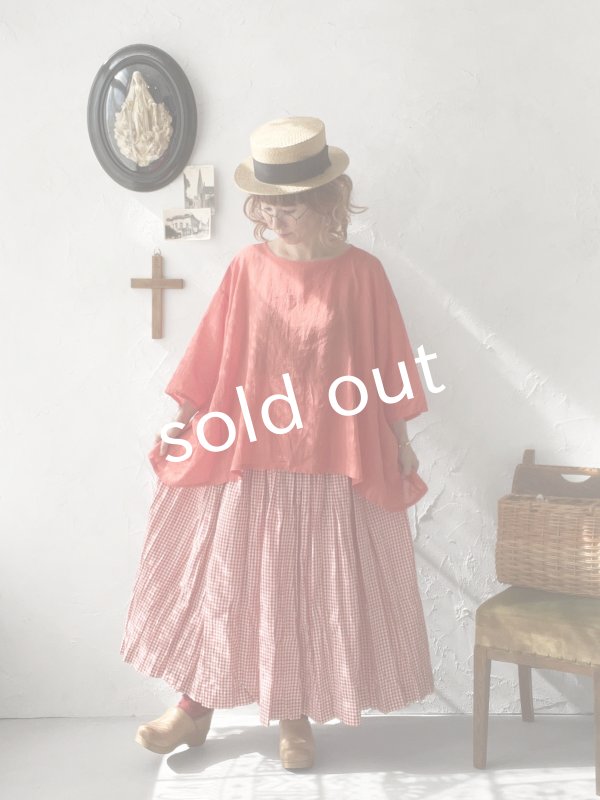 画像7: Avenue／ギャザースカート・赤ギンガム (7)