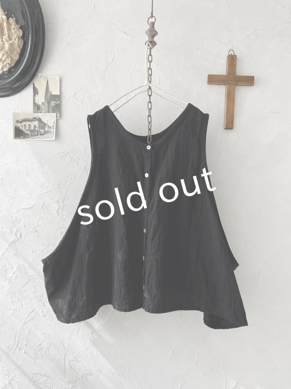 画像3: Libera&Capricciosa／２wayリネンベスト・黒 (3)