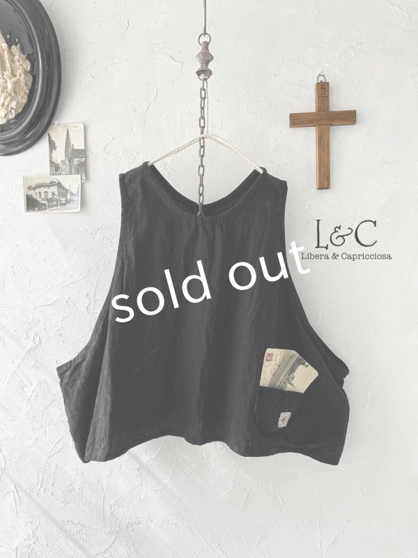 画像2: Libera&Capricciosa／２wayリネンベスト・黒 (2)