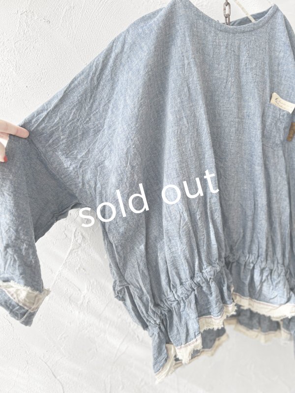 画像7: MARCHE' DE SOEUR／ウエストギャザープルオーバー・ブルー (7)