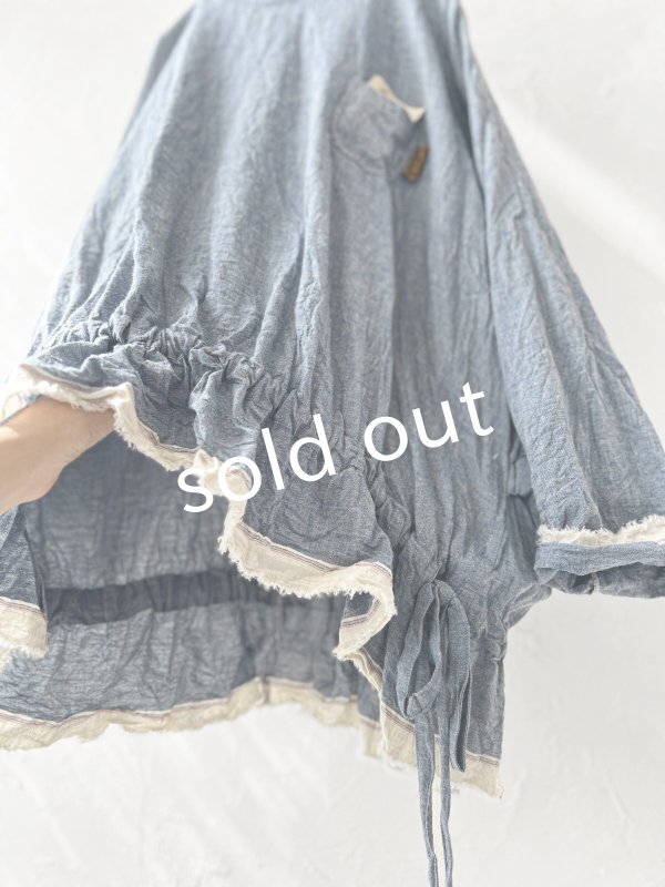 画像6: MARCHE' DE SOEUR／ウエストギャザープルオーバー・ブルー (6)