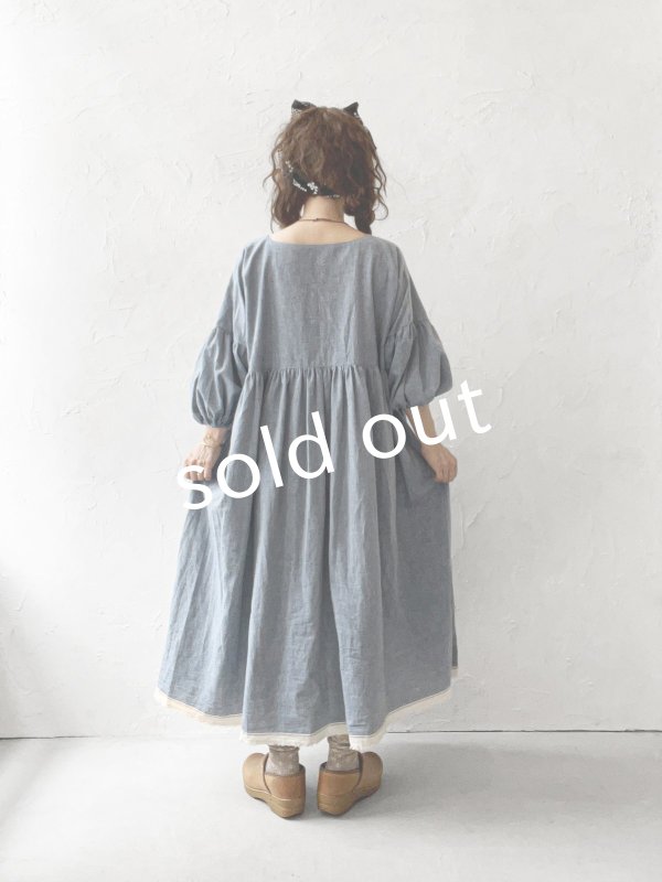 画像10: MARCHE' DE SOEUR／パフ袖ワンピース・ブルー (10)