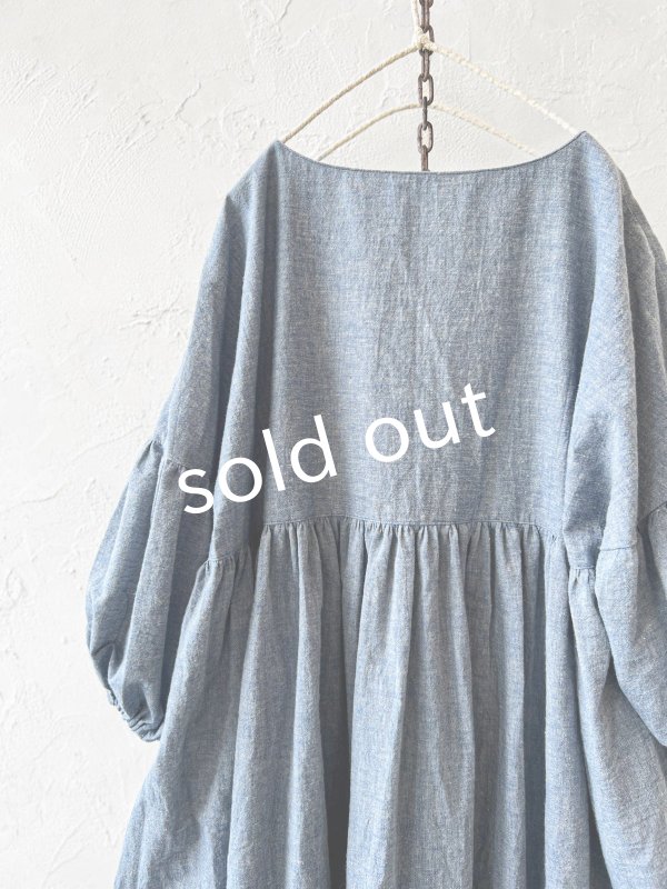 画像7: MARCHE' DE SOEUR／パフ袖ワンピース・ブルー (7)