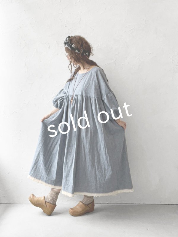 画像9: MARCHE' DE SOEUR／パフ袖ワンピース・ブルー (9)