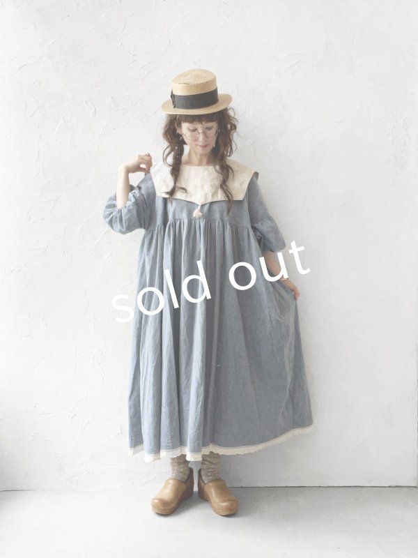 画像11: MARCHE' DE SOEUR／パフ袖ワンピース・ブルー (11)