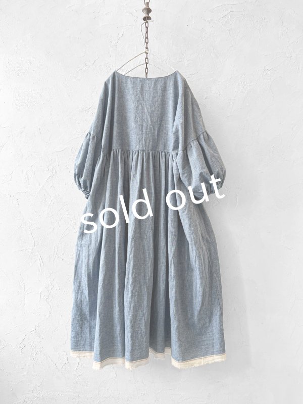 画像6: MARCHE' DE SOEUR／パフ袖ワンピース・ブルー (6)