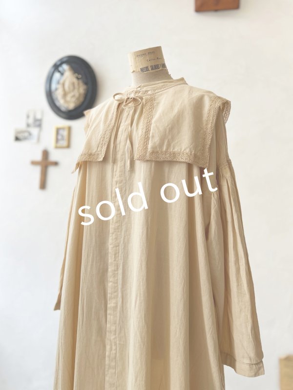 画像5: SO／ティペット付きギャザーワンピース・アプリコットベージュ (5)