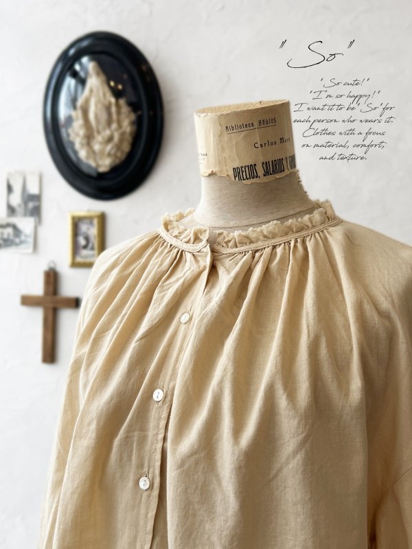 画像1: SO／フリル襟ブラウス・アプリコットベージュ (1)