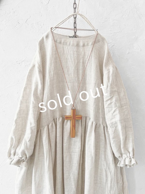 画像3: MARCHE' DE SOEUR／ギャザーワンピース・赤耳ミリチェック (3)