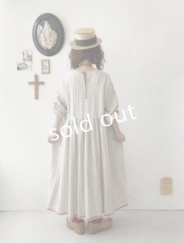 画像13: MARCHE' DE SOEUR／ギャザーワンピース・赤耳ギンガムチェック (13)