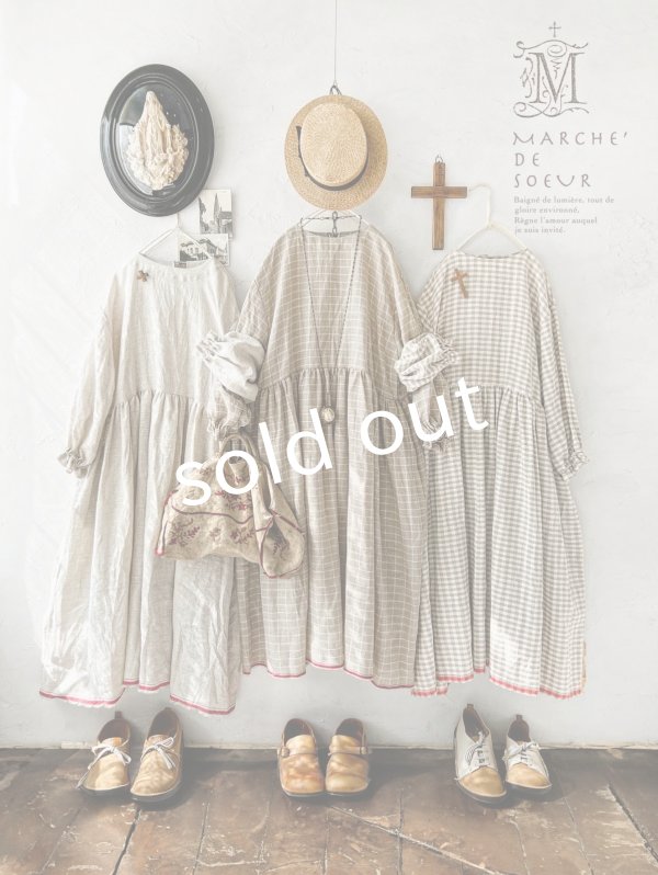 画像1: MARCHE' DE SOEUR／ギャザーワンピース・赤耳ギンガムチェック (1)