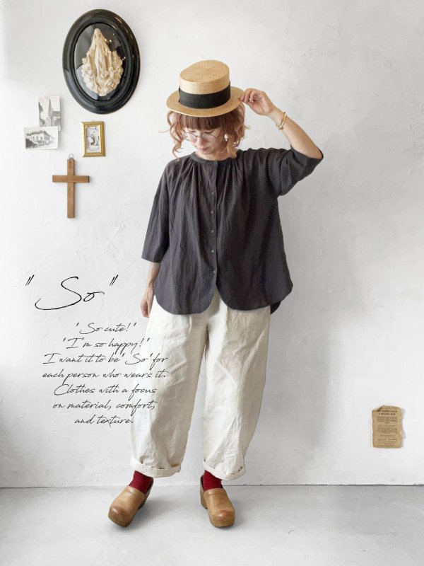 画像1: SO／コットンボイルブラウス・スミ (1)