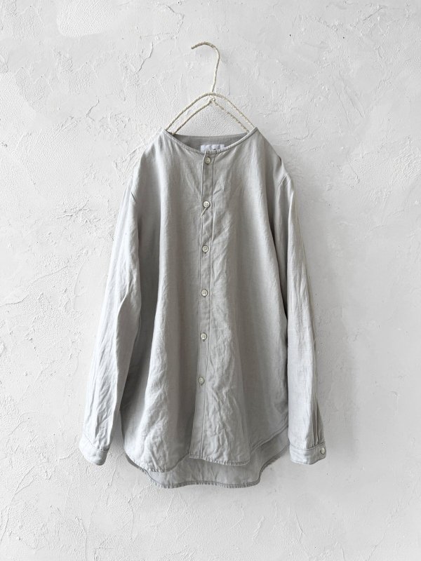 画像5: seasew./201 コットンリネンノーカラーシャツ・ライラック (5)