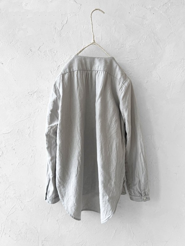 画像8: seasew./201 コットンリネンノーカラーシャツ・ライラック (8)