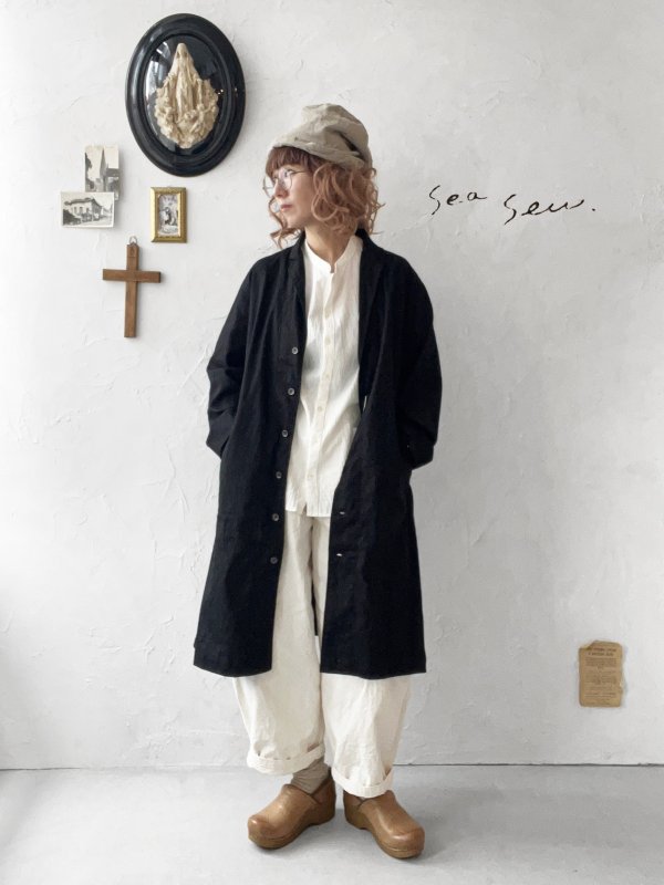 画像1: seasew./109 オックステーラードジャケット・ブラック (1)