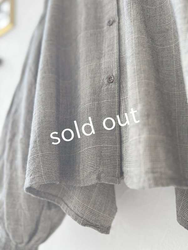 画像4: SO/バルーンスリーブブラウス・ベージュグレンチェック (4)