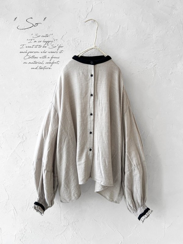 画像1: SO／バルーンスリーブブラウス・ナチュラル (1)