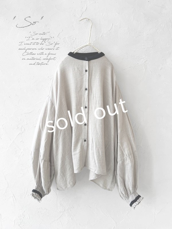 画像1: SO／バルーンスリーブブラウス・ナチュラル (1)