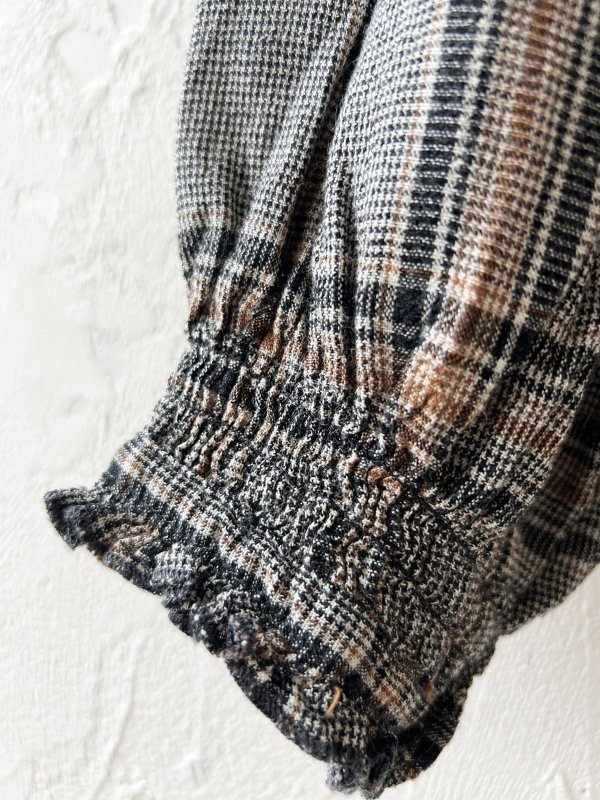 画像5: SO/バルーンスリーブブラウス・ブラウングレンチェック (5)