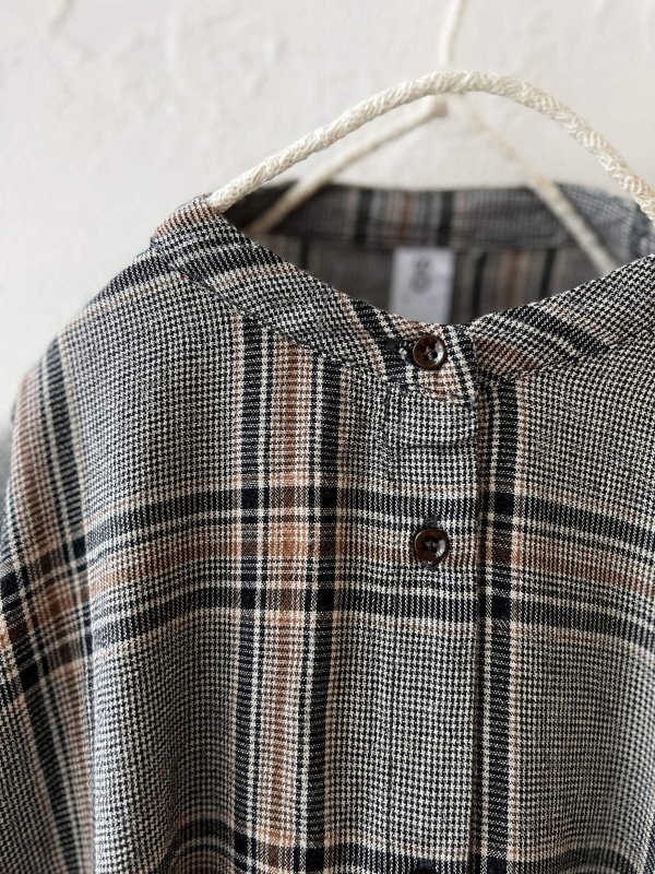 画像3: SO/バルーンスリーブブラウス・ブラウングレンチェック (3)