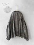 画像2: SO/バルーンスリーブブラウス・ブラウングレンチェック (2)