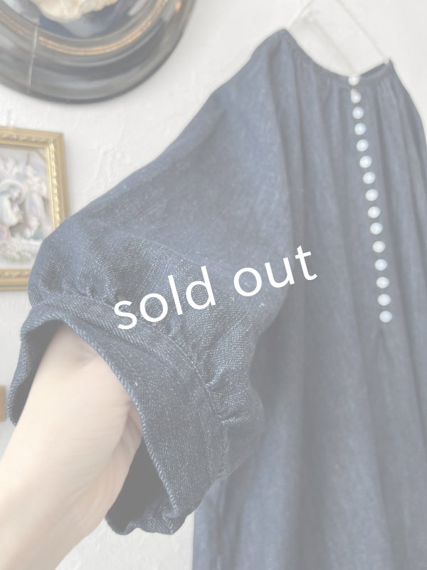 画像4: 08mab/デニムパフスリーブワンピース・インディゴ (4)