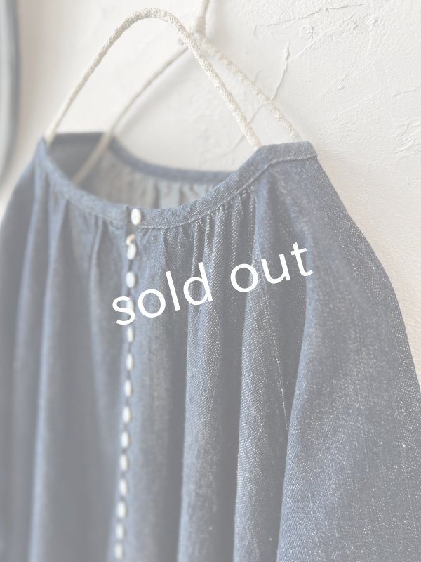 画像2: 08mab/デニムパフスリーブワンピース・インディゴ (2)