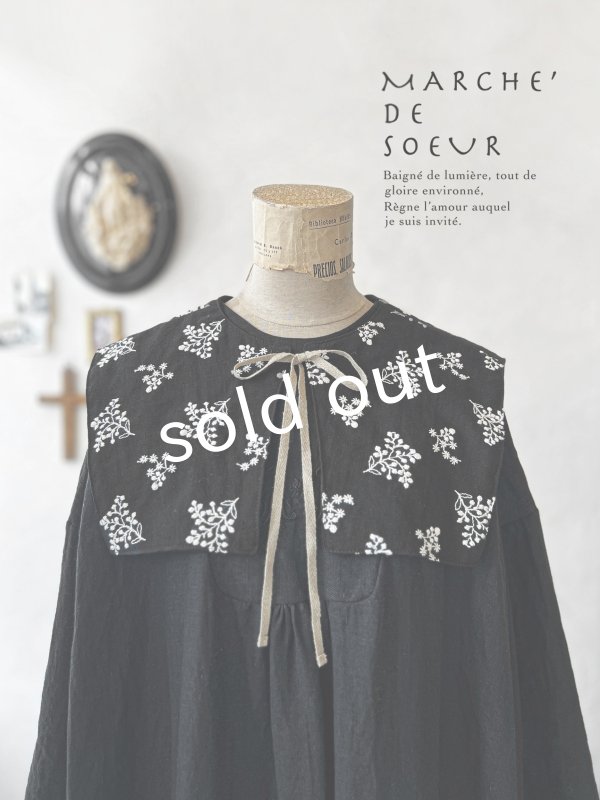 画像1: MARCHE' DE SOEUR／タッセルティペット・黒刺繍 (1)