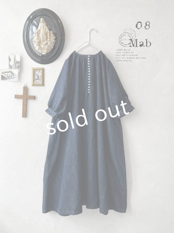 画像1: 08mab/デニムパフスリーブワンピース・インディゴ (1)