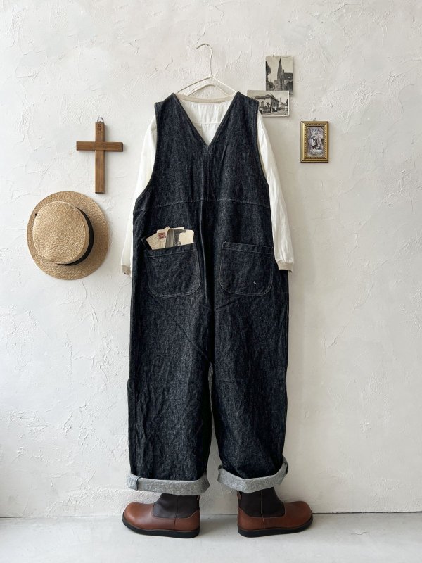 画像8: seasew.／109 デニムオーバーオール・チャコール (8)