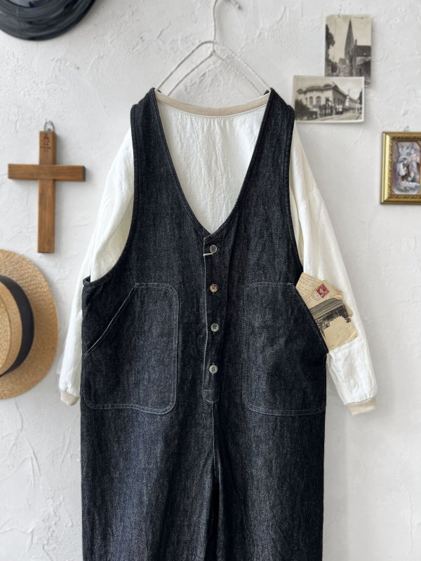 画像2: seasew.／109 デニムオーバーオール・チャコール (2)