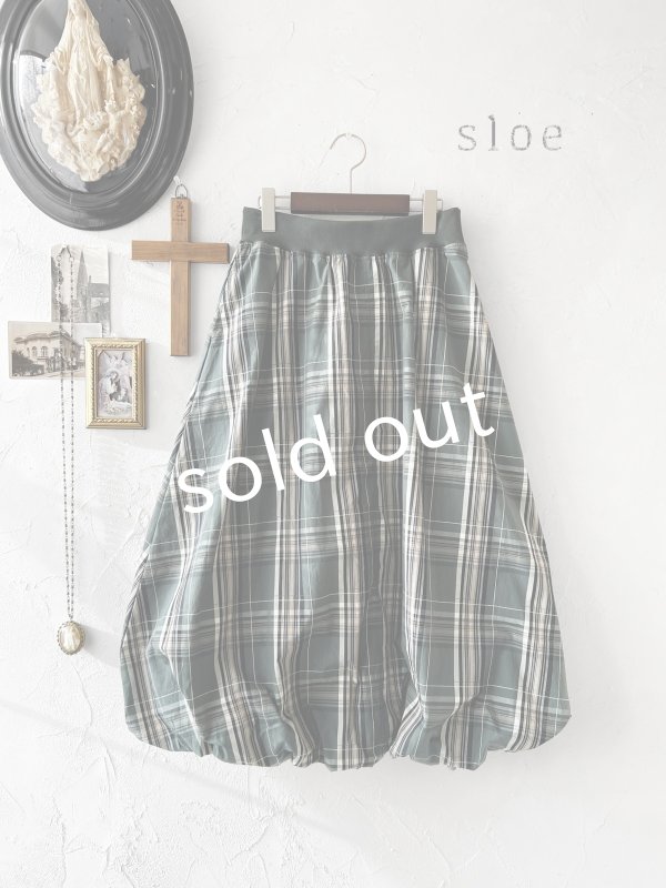 画像1: sloe/チェックバルーンスカート・グリーン (1)