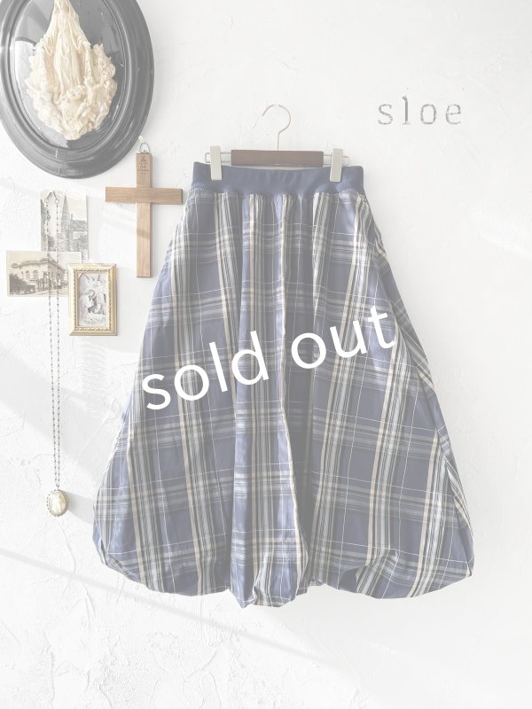 画像1: sloe/チェックバルーンスカート・ネイビー (1)