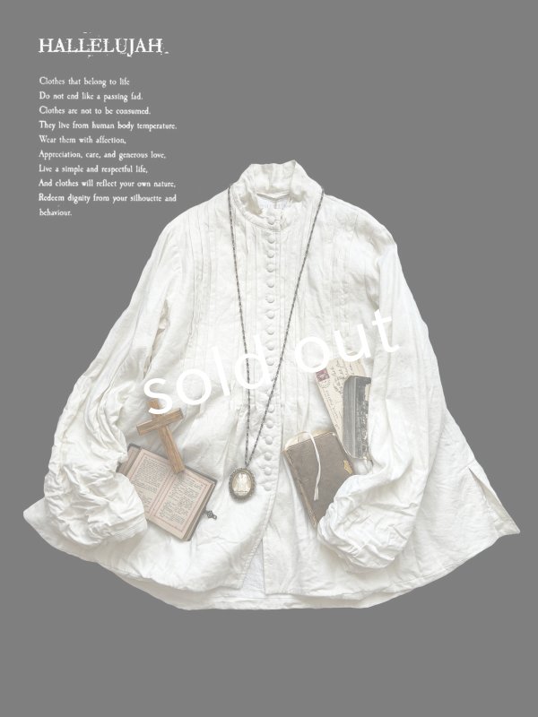 画像2: HALLELUJAH／8, Chemise de Baptême（Model 1920’s）クリスチャンブラウス・off-white (2)