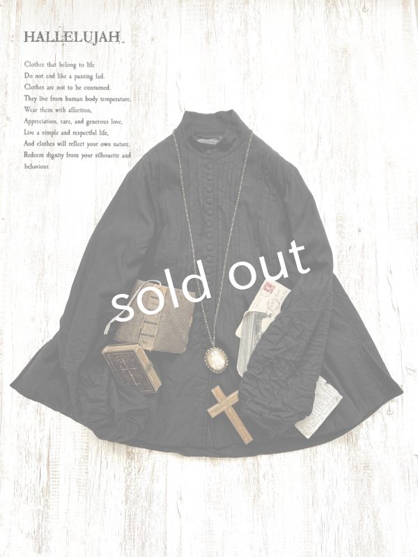 画像1: HALLELUJAH／8, Chemise de Baptême（Model 1920’s）クリスチャンブラウス・black (1)