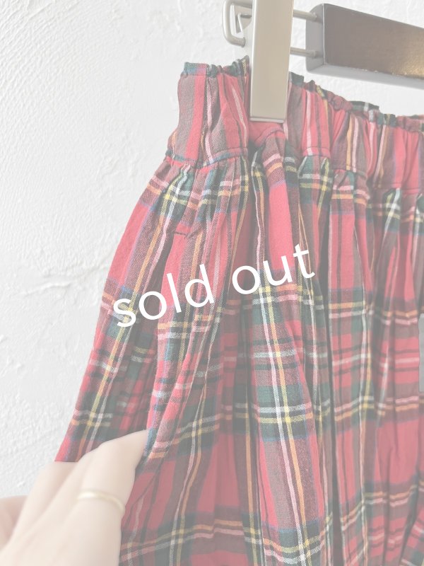 画像3: Avenue／ギャザースカート・赤チェック (3)