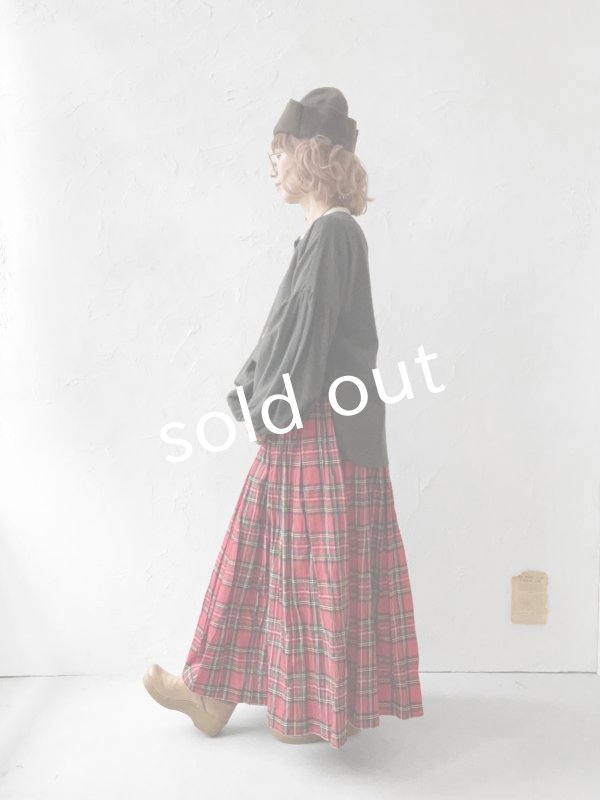 画像8: Avenue／ギャザースカート・赤チェック (8)