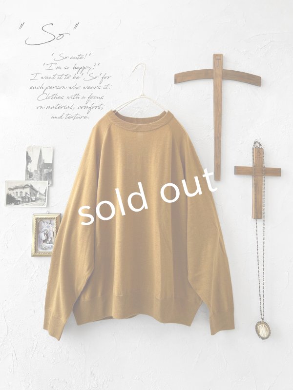 画像1: SO／ワイドラグランニットプルオーバー・キャメル (1)