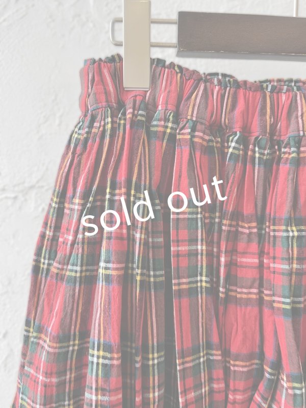 画像2: Avenue／ギャザースカート・赤チェック (2)