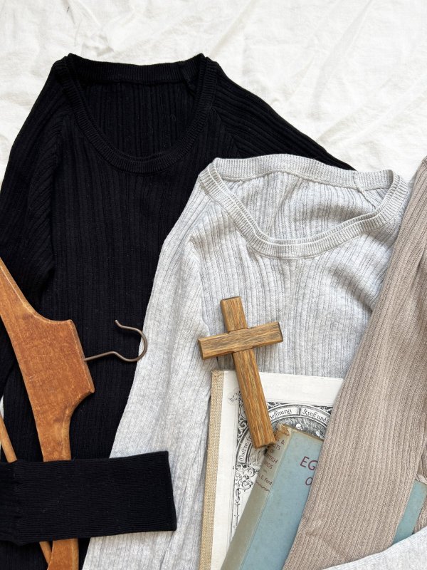 画像3: 08mab/リブクルーネックカットソー (3)