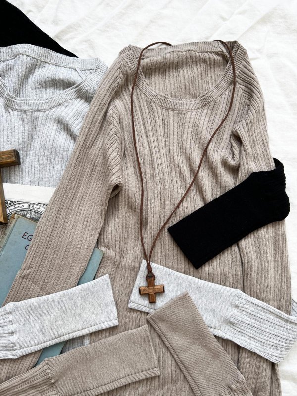 画像2: 08mab/リブクルーネックカットソー (2)